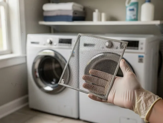 East Bridgewater Dryer Vent Cleaning specialist performing detailed lint trap cleaning service in East Bridgewater