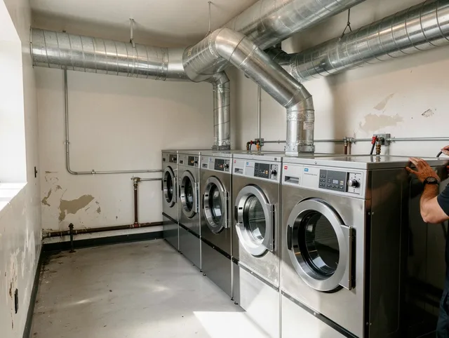 East Bridgewater Dryer Vent Cleaning team performing large-scale commercial dryer vent cleaning in East Bridgewater