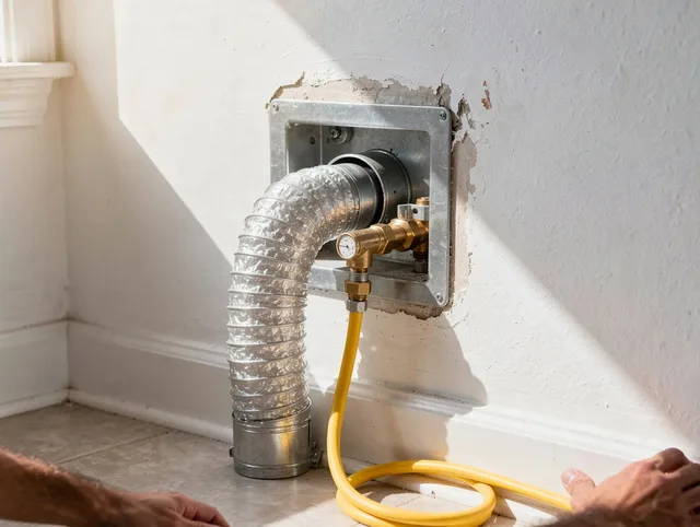 East Bridgewater Dryer Vent Cleaning certified technician performing specialized gas dryer vent cleaning in East Bridgewater